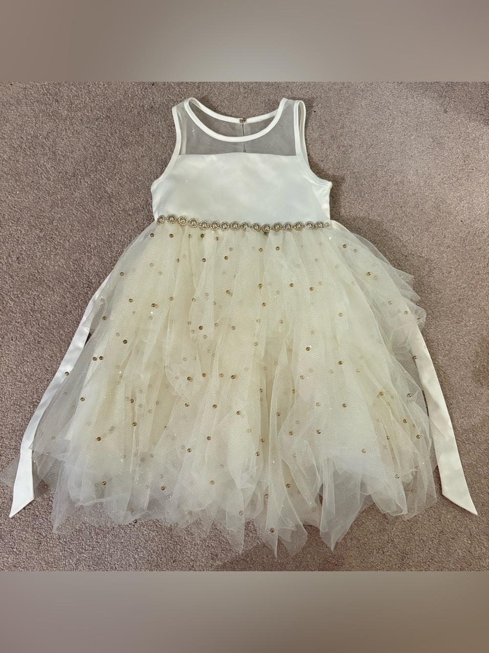 American Princess White and Gold Tulle Party Dress size 6